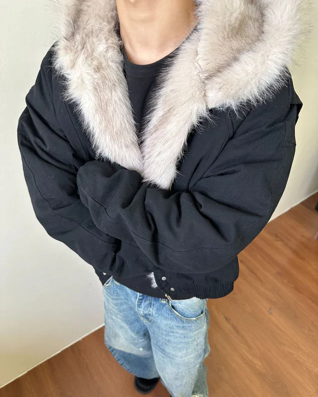 Camouflage Cargo Pants with Fur-Collar Jacket - Image 12