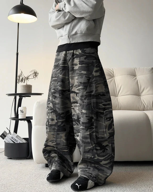 Camouflage Cargo Pants with Fur-Collar Jacket - Image 9