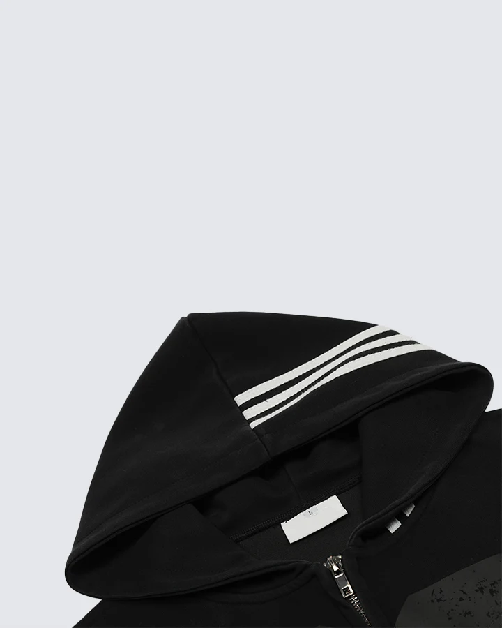 90s Graphic Hoodie with Zipper and Stripes - Image 5