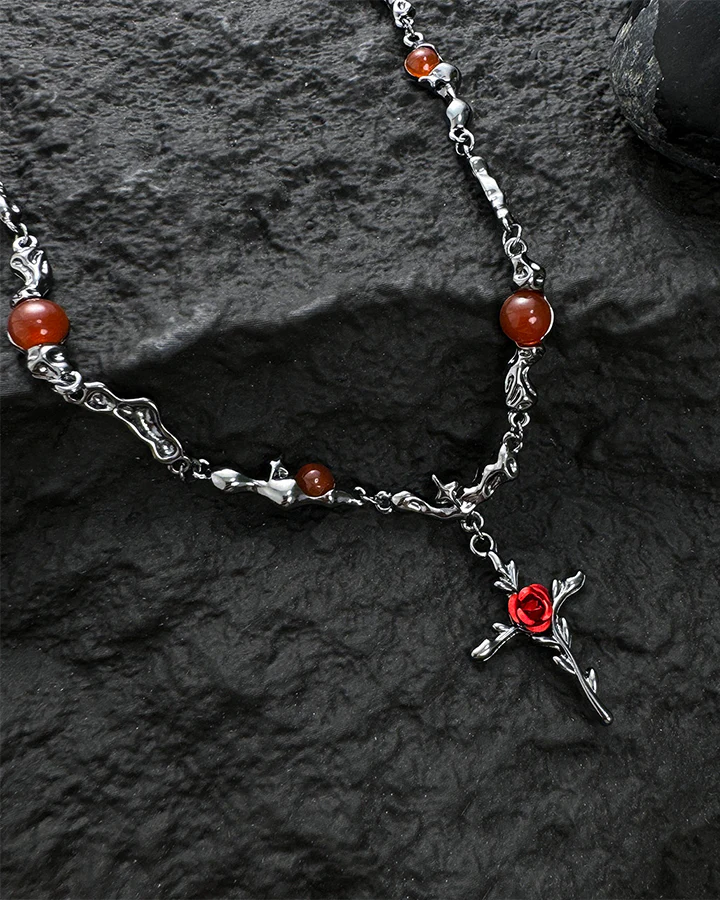 Red Rose Pendant Necklace - Image 2